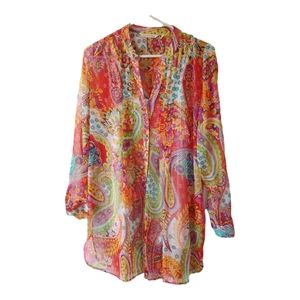 Soft Surroundings Long Sleeve Floral Paisley Top with Tank SZ M